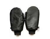 Custom Black Leather Mittens - Designed right from your hand print!