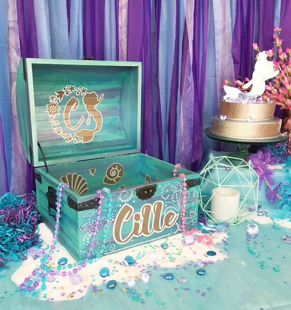 Custom Mermaid Theme Party Prop Mermaid Party Card Box Etsy