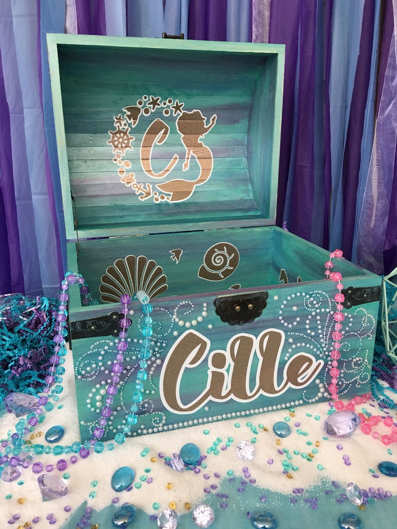 Custom Mermaid theme Party prop mermaid party card box Etsy