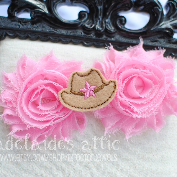 Cowgirl Headband - Cowgirl Hat Headband - Cowboy Cowgirl Party - Baby First Birthday Outfit - Pink Cowboy Hat - Pink Cowgirl Hat Bow