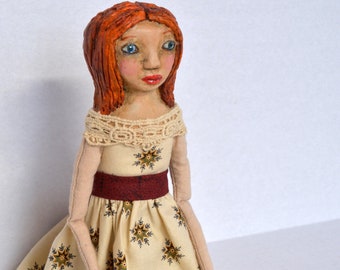 OOAK Handmade Cloth Art Doll: Primitive Folk Doll