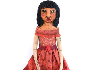 OOAK Handmade Cloth Art Doll: Primitive Folk Doll