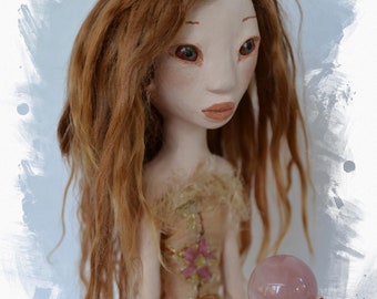 OOAK Art Doll, Sculpted Paper Clay Art Doll, Handmade Doll, Brown Ginger Suri, Sorcha