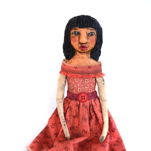 OOAK-One of a Kind  Art Doll, Cloth Clay Art Doll,  Primitive Doll, Folk Doll, Handmade Doll