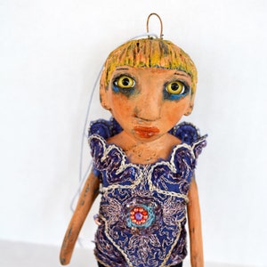 Whimsical Paper Clay Art Doll: Handmade Holiday Ornament