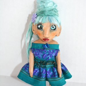 OOAK Paper Clay Art Doll: Handmade Whimsical Ornament