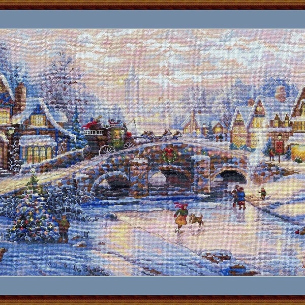 Spirit of Christmas by Merejka 2022 Christmas counted cross stitch kit. Сozy twilight in the winter city