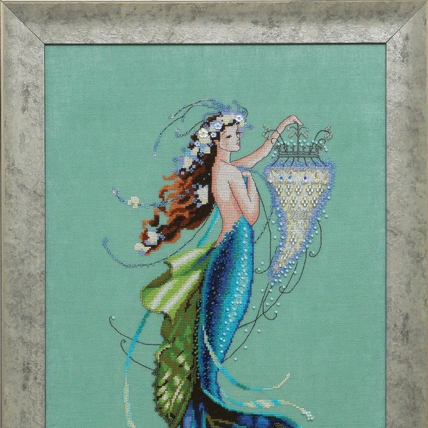 Siren and the Shipwreck by Mirabilia designer Nora Corbett. Printed Cross stitch pattern release 2013 embellishment pack MD125