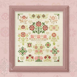 Owl Forest Embroideryの「Queen Rose」。ロイヤルボタニーシリーズ クロスステッチパターン 2020 糸セット DMC 28、32、36目用 2本取り
