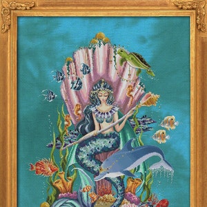 Amphitrite, Queen Goddess Of The Sea by Bella Filipina Designs. Beautiful mermaid Goddess! cross stitch pattern 2020