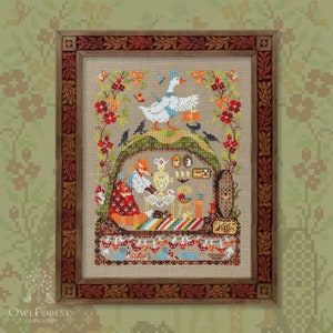 The Goose and the Fox Forest Houses Series by Owl Forest Embroidery. Printed cross stitch pattern 2023