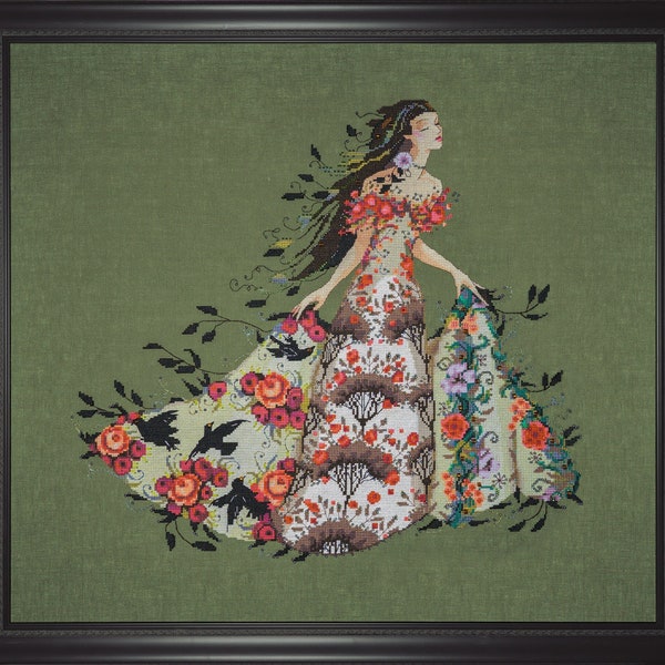 Blackbird by Mirabilia Designs (designer Nora Corbett) Counted cross stitch pattern, embellishment pack Release June 2023