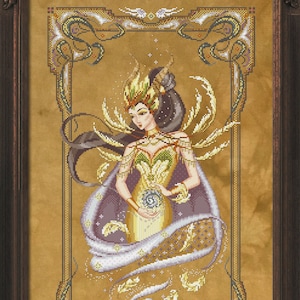 Arya, Elemental Queen of Air by Bella Filipina Designs 2021 Counted cross stitch Pattern, Beads set and Set of Threads