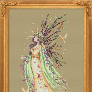 Gaia, The Earth Goddess by Bella Filipina Designs - magic cross stitch pattern 2020. Magnificent loving goddess of the Earth.