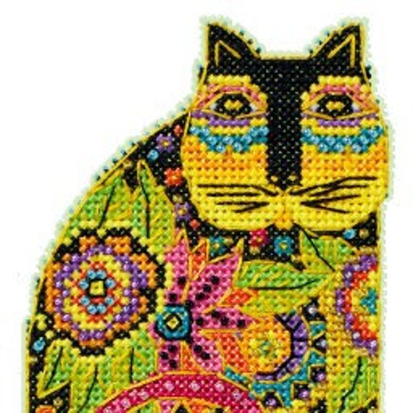 Blossoming Feline by Mill Hill 2024 50 Years of Laurel Burch! Beaded Cross Stitch Embroidery Kit