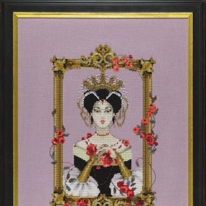 Portrait Queen by Mirabilia Designs 2022 designer Nora Corbett Counted cross stitch pattern, embellishment pack