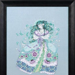 The Snow Maiden by Mirabilia Designs 2021 designer Nora Corbett Counted cross stitch pattern Winter Russian Fairytale