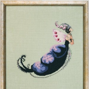 Miss Spotted Beetle Fluttering Fashion by Nora Corbett (designer Mirabilia Designs) new cross stitch pattern 2022, embellishment pack NC313