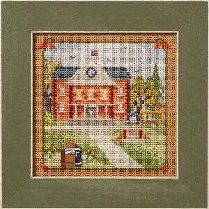 Book Learning - Country Lane by Mill Hill 2024 Autumn Series Buttons and Beads Kit Fall beaded cross stitch kit