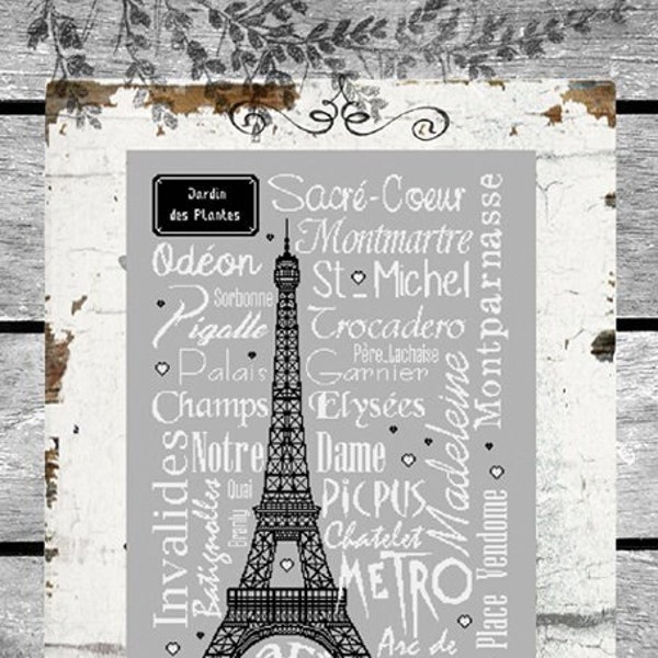 Paris! by Isabelle Haccourt Vautier. Collection Broide du Noir. Printed cross stich pattern