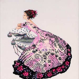 Zelda by Mirabilia 2018 designer Nora Corbett Lovely Lady in flowers - cross stitch pattern, Embellishment Pack