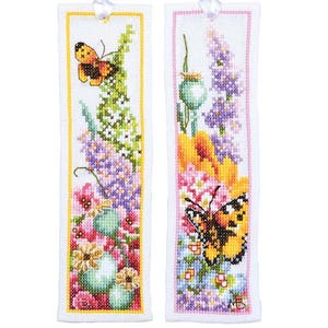 Flower power bouquet Set of 2 bookmarks by Lanarte 2025 Marjolein Bastin Collection Floral Counted cross stitch Kit