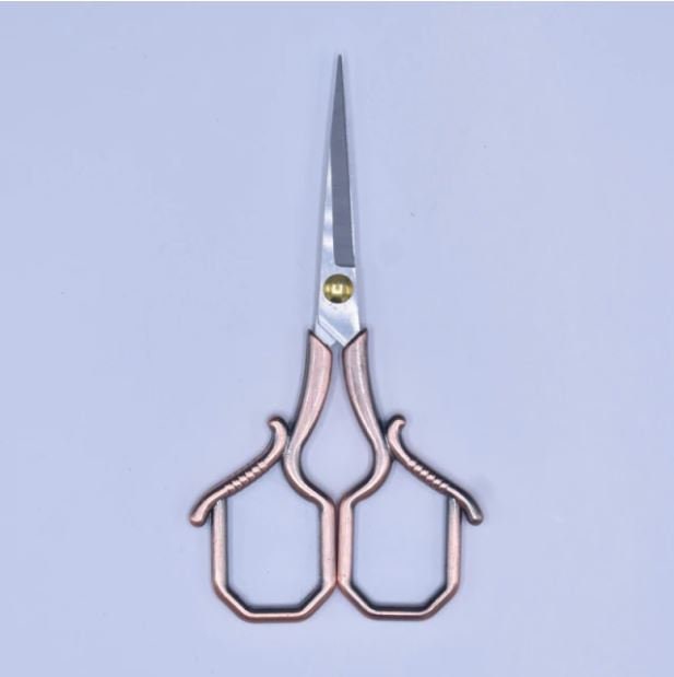 EMBROIDERY SCISSORS VINTAGE 4.25 Antique Copper Plated