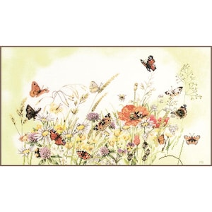 Blumen/Schmetterling Kreuzstichpackung 2021 von Lanarte-Designerin Marjolein Schuster Blume auf OrAbeille.com