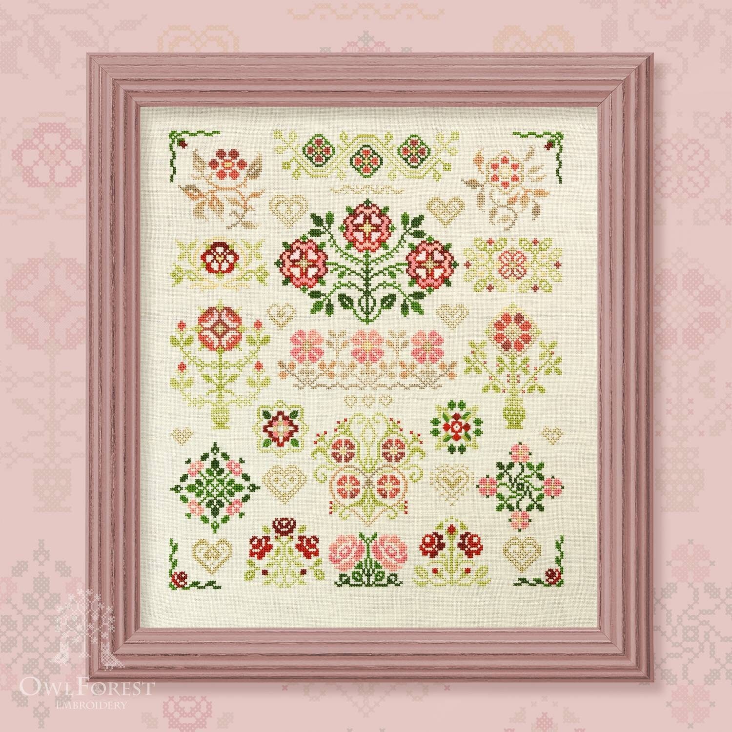 Queen Rose by Owl Forest Embroidery. The Royal Botany Series Cross stitch pattern 2020 Threads Set D