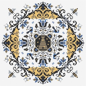 The Birds ‘n the Bees by Long Dog Samplers Geometric Collection Counted cross stitch pattern