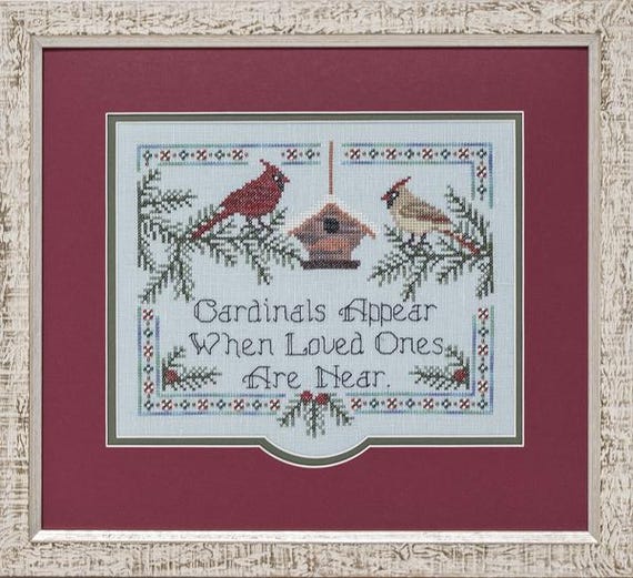Cardinals Appear by Glendon Place 2024 Christmas cross stitch pattern, Embellishment Pack, Sulky Thread Pack More on website OrAbeille.com