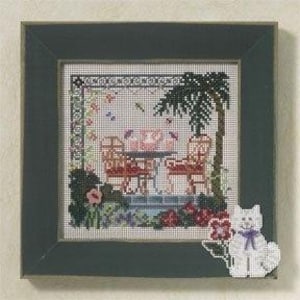 Tropical Hideaway by Mill Hill 2007 Spring Series Buttons and Bead embroidery kit. Beaded cross stitch kit with Mill Hill Ceramic button