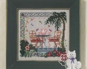Tropical Hideaway by Mill Hill 2007 Spring Series Buttons and Bead embroidery kit. Beaded cross stitch kit with Mill Hill Ceramic button