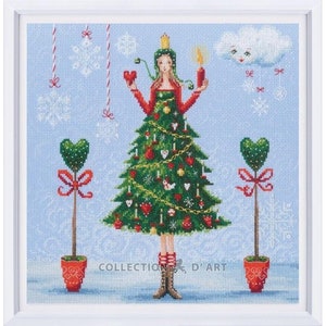 Lady in a green dress by RTO. Christmas Сounted Cross Stitch Kit