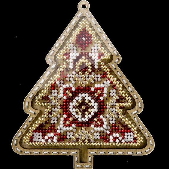 Reste De Kit Broderie Perles Mill Hill – Thème Noël, Pomme De Pin – Fils Et Perles