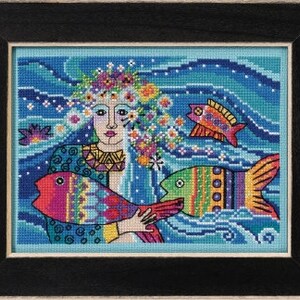 Ocean Goddess by Mill Hill 2021. Sea Life Series designed by Laurel Burch. Wonderful Sea Beaded Cross Stitch Embroidery Kit