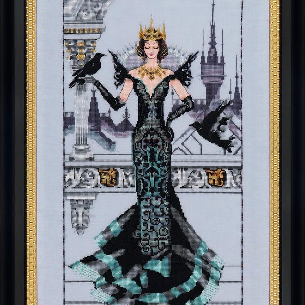 Patrón de punto de cruz contado "La Reina Cuervo" de Mirabilia Designs 2015, paquete de adornos