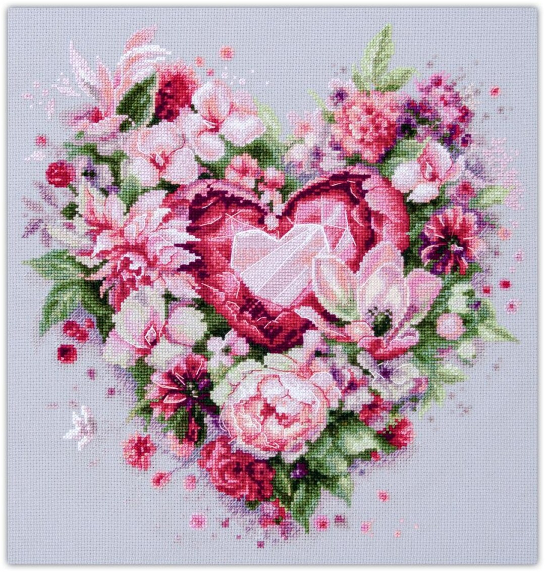 Kit De Point De Croix Magic Needle - Blooming Heart - Thème Floral (Neuf)