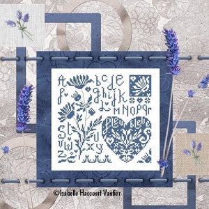 Fleur Bleue (Blue Flower) by Isabelle Haccourt Vautier Printed cross stitch pattern More on OrAbeille.com