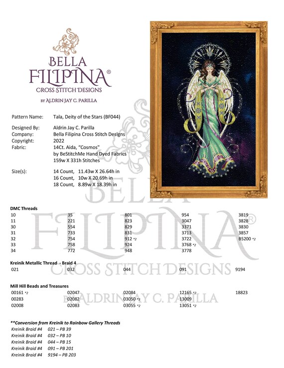 Tala, Deity of the Stars by Bella Filipina Designs. Cross Stitch 