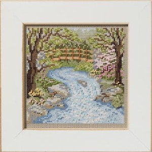Waterfall by Mill Hill 2025 Spring Series Buttons and Beads Beautiful Spring beaded cross stitch embroidery design