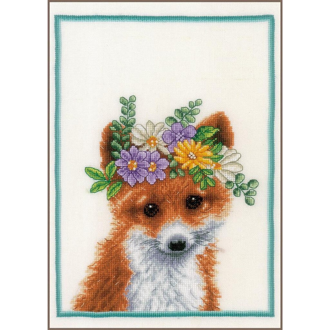 Maydear Stamped Embroidery Kit for Beginners with Pattern, Cross Stitch Kit  - Crown Fox 