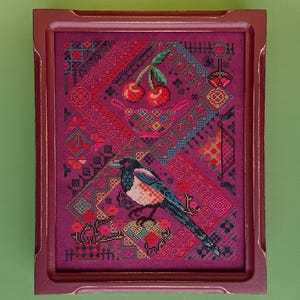 Cherry Magpie by Jessica Doize (jedxstitch) 2024 Counted Cross