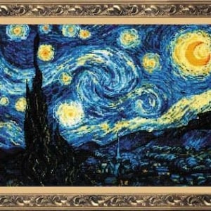 Starry Night - After Van Gogh&#39;s Painting - Riolis Counted Cross Stitch Kit. Lovely museum design