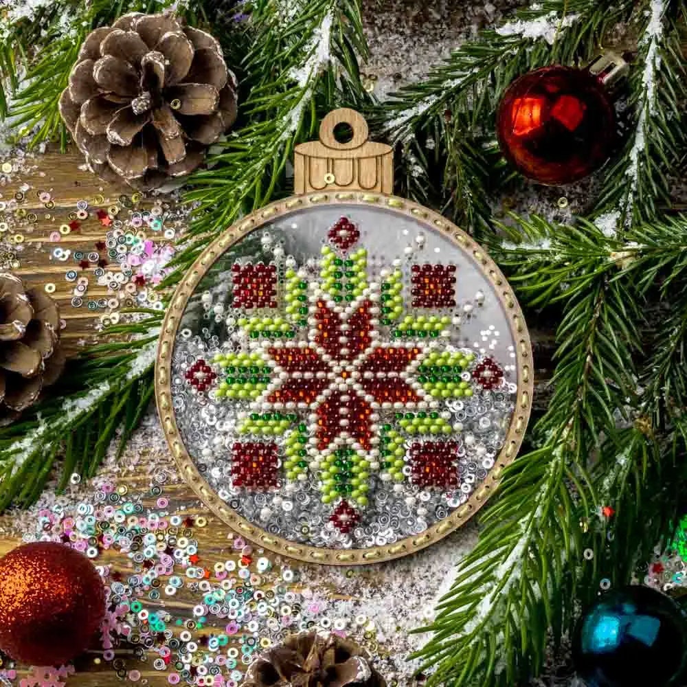 Wonderland ~ Green Christmas Ball Cross Stitch Ornament Kit FLW