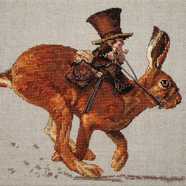 The Hare and the Postman (Le Lievre et le Postier) by NIMUE. Fairytale counted cross stitch pattern