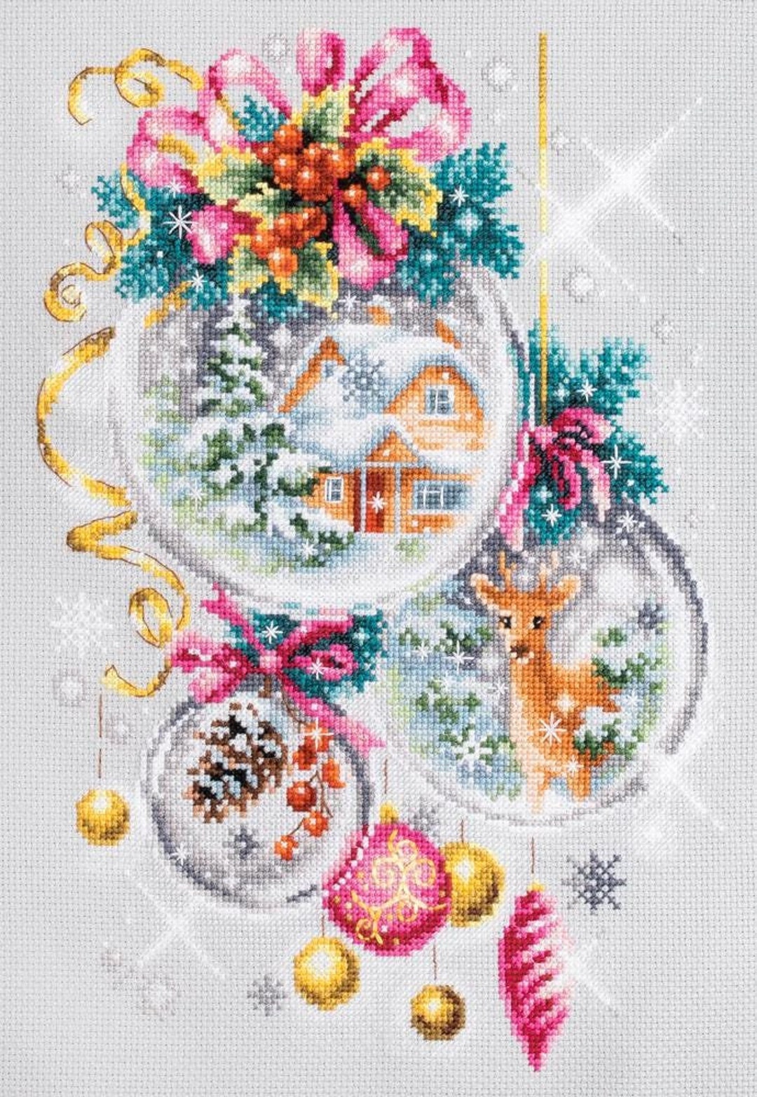 Kit Point De Croix Winter Magic - Magazine + Toile Aida + Fils, Occasion, Thème Hiver