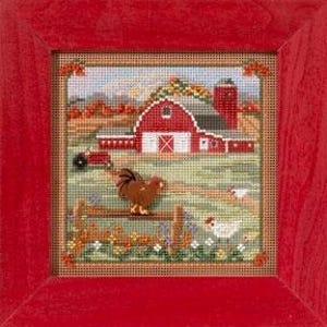 Country Morning  Country Lane Series by Mill Hill 2013 Autumn Series Buttons and Beads Kit Cozy Fall beaded cross stitch kit