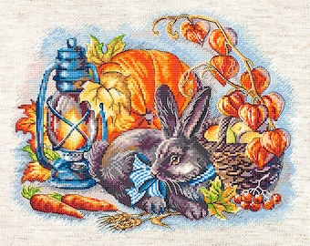 Autumn with a rabbit by LETISTITCH Counted cross stitch kit  release 2023