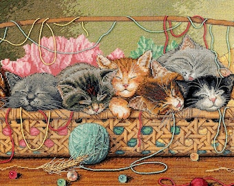 Kitty Litter by Dimensions Gold Collection Designer Braldt Bralds Kitten counted Cross Stitch Kit